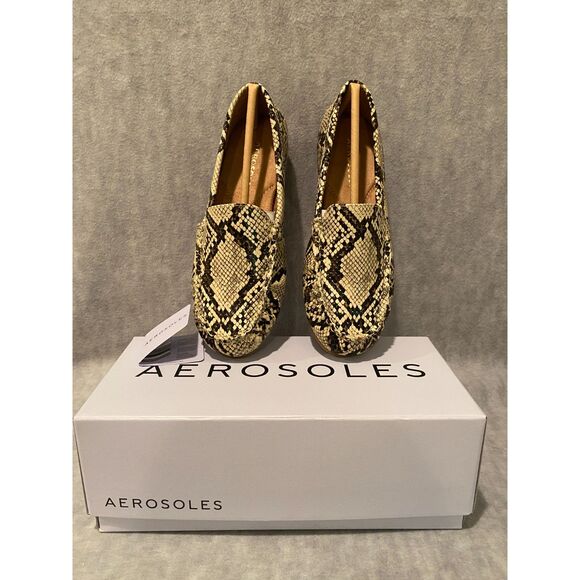 Womens Aerosoles Sz 5.5M Over Drive Loafer Natural Snake Print‎ Flats - Picture 8 of 8